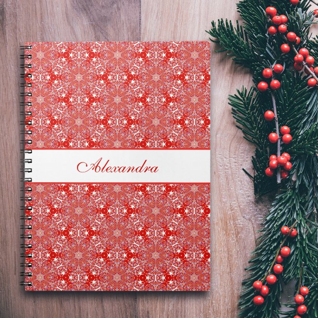 Christmas Red Pattern Snowflake Personalized Notebook (Creator Uploaded)