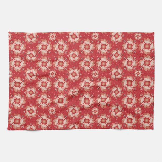 Christmas Red Peace Dove Kitchen Towel (Horizontal)