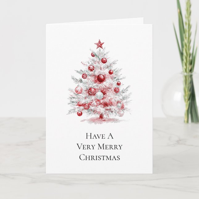 Christmas Red Peppermint Christmas Tree Card (Front)