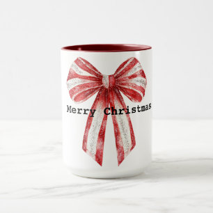Christmas Red Peppermint White Bows Mug