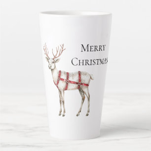 Christmas Red Peppermint White Deer Latte Mug