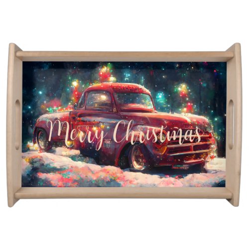 Christmas Red Pick_up Truck  Serving Tray