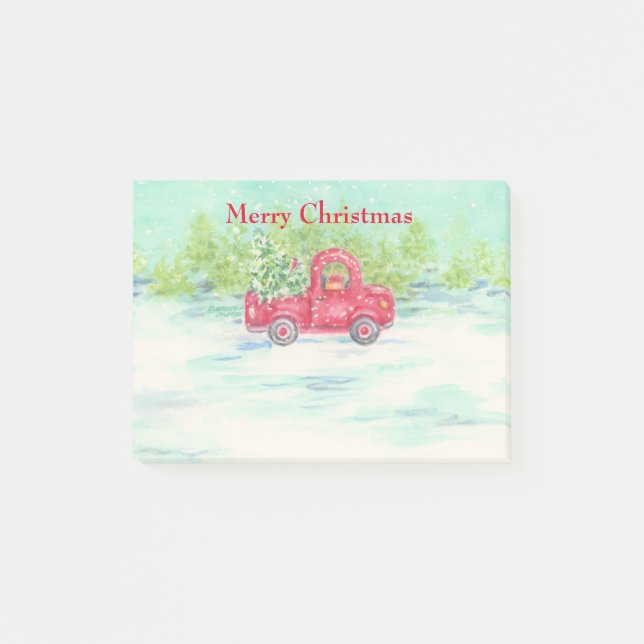 Christmas Red Pickup Truck Note Pad (Front)