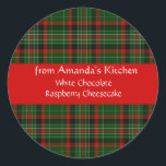 Christmas, Red Plaid, Custom, Holiday Stickers<br><div class="desc">Christmas plaid,  Cookies,  Treats,  Gift Stickers. Making Yummy treats for everyone this holiday? Customize text to use for Christmas Candy,  Jam,  Scones,  Brownies,  Sugar Cookies or what ever your favorite recipe for the holidays is.</div>