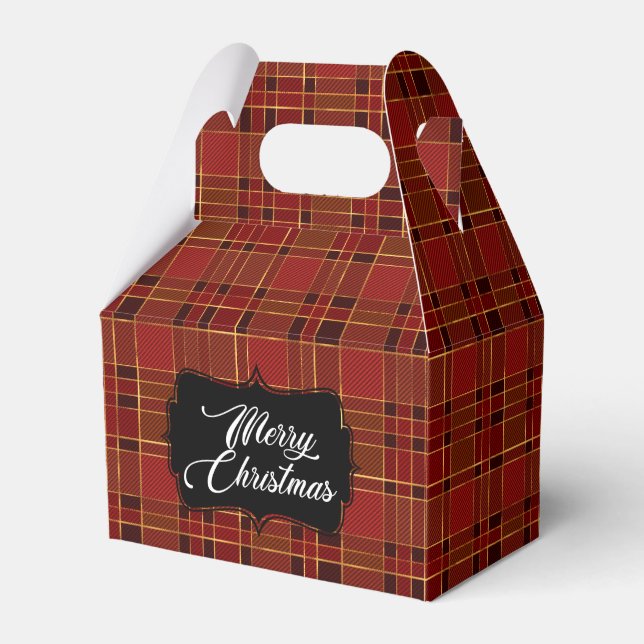Christmas Red Plaid Favor Box (Front Side)