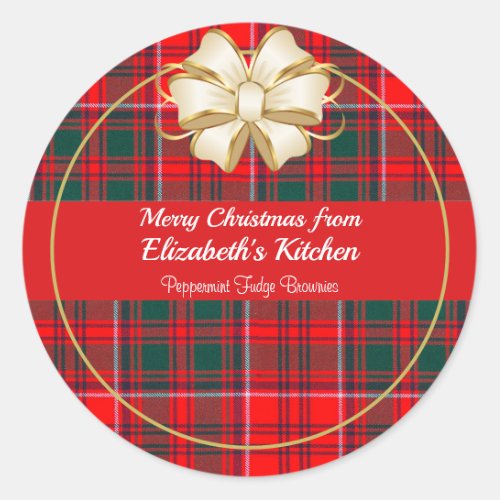 Christmas Red Plaid From My Kitchen Classic Round Sticker