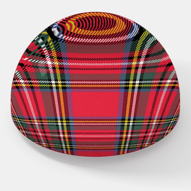 Christmas Red Plaid Glass Paperweight (Angled)