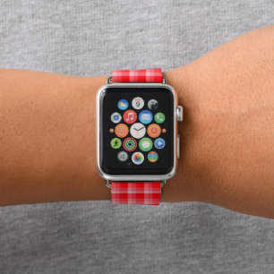 Christmas Red Plaid Holiday Diagonal Stripes Apple Watch Band