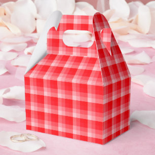 Christmas Red Plaid Holiday Diagonal Stripes Favor Boxes