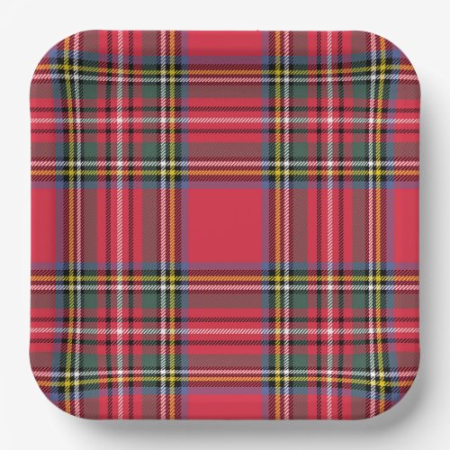 Christmas Red Plaid Paper Plates