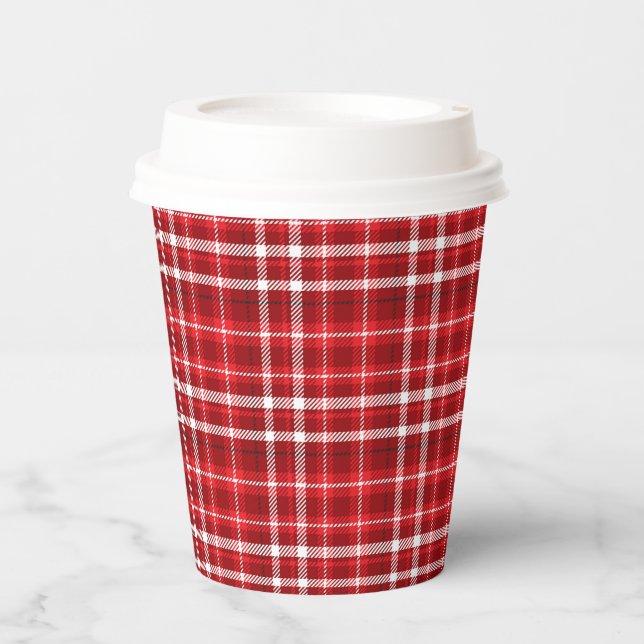 Christmas Red Plaid Pattern Design-62667 Paper Cups (Front)