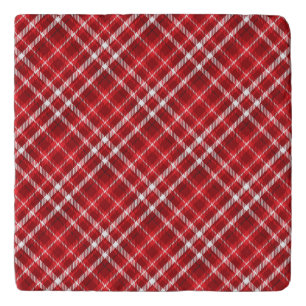 Christmas Red Plaid Pattern Design-62667 Trivet