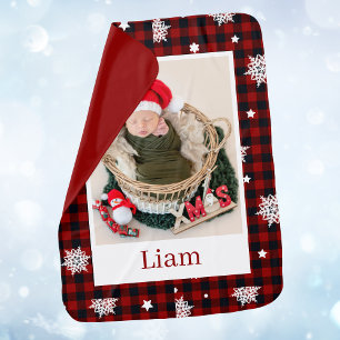 Christmas Red Plaid Pattern Newborn Baby Blanket
