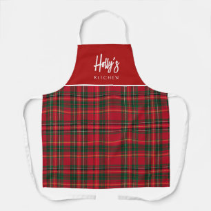 Christmas Red Plaid Personalized Christmas Apron