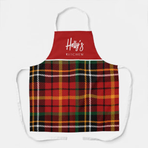 Christmas Red Plaid Personalized Christmas Apron
