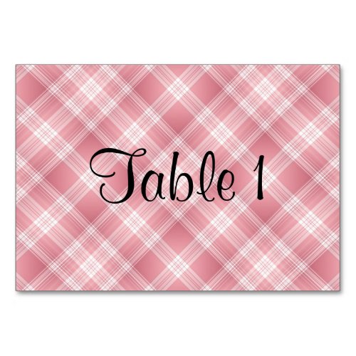 Christmas Red Plaid Table Number