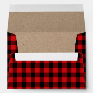 Christmas Red Plaid Tartan Kraft Envelope