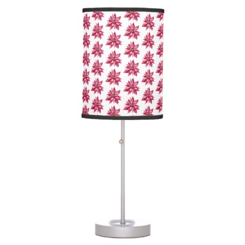 Christmas Red Poinsetta Pattern Floral Table Lamp