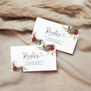 Christmas Red Poinsettia Baby Shower Registry Enclosure Card