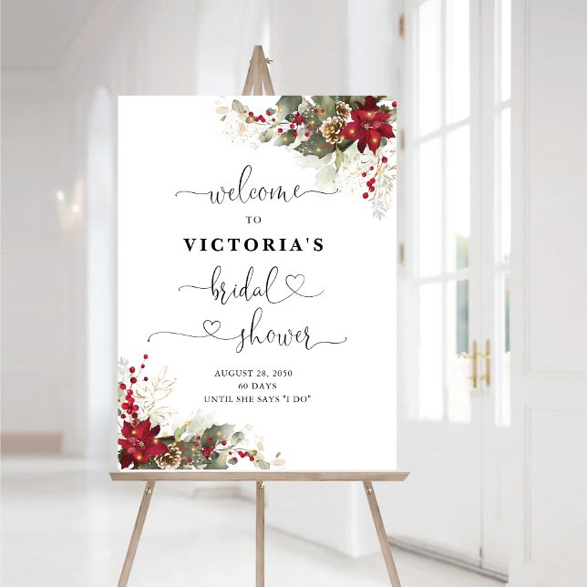 Christmas Red Poinsettia Bridal Shower Foam Boards (Creator Uploaded)