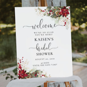 Christmas Red Poinsettia Bridal Shower Foam Boards