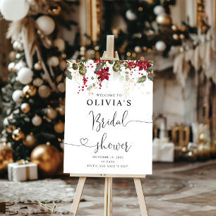 Christmas Red Poinsettia Bridal Shower Foam Boards