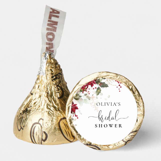 Christmas Red Poinsettia Bridal Shower  Hershey®'s Kisses® (Front)
