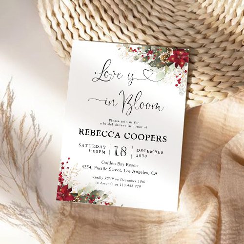 Christmas Red Poinsettia Bridal Shower Invitation