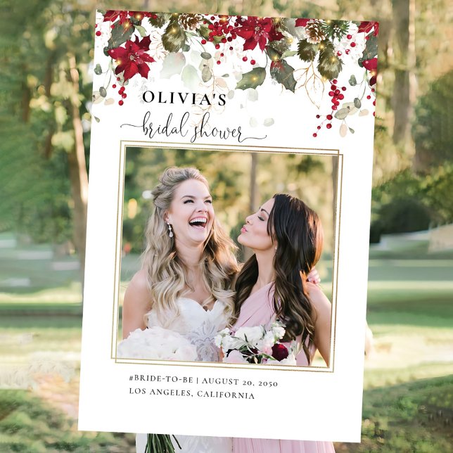 Christmas Red Poinsettia Bridal Shower Photo Prop Foam Board (Creator Uploaded)