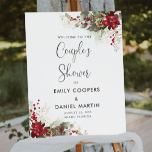 Christmas Red Poinsettia Couples Shower Foam Board