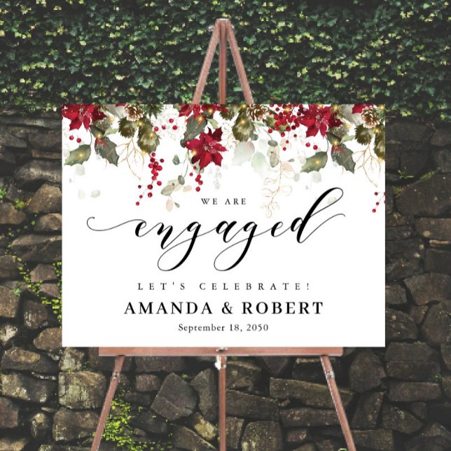 Christmas Red Poinsettia Engagement Party Foam Board (Creator Uploaded)