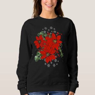 Christmas Red Poinsettia Flower  Sweatshirt