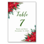 Christmas Red Poinsettia Flowers Wedding Table Number