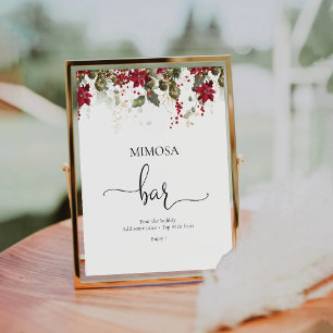 Christmas Red Poinsettia Mimosa Bar Sign
