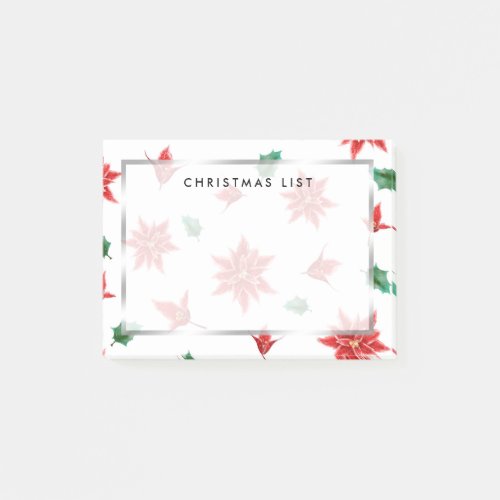 Christmas  Red Poinsettia Pattern  Holiday Post_it Notes