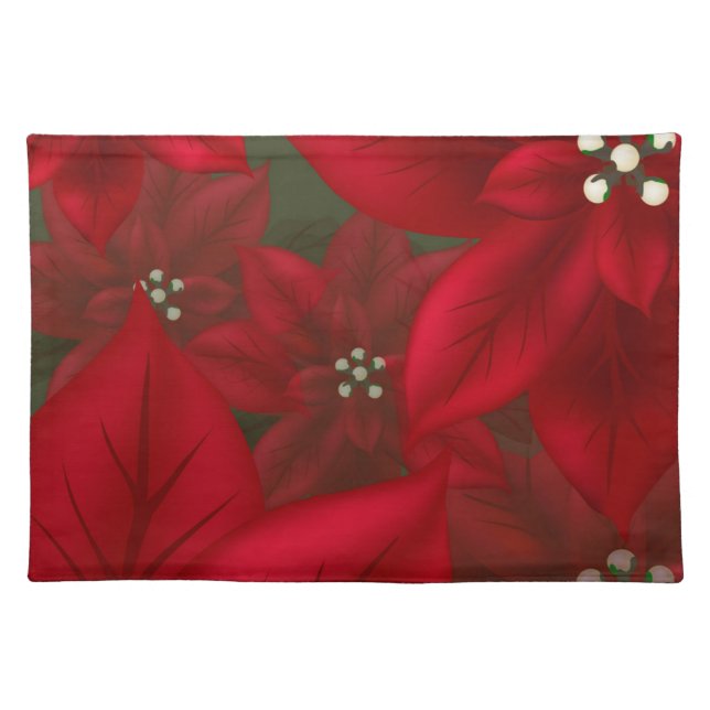 Christmas Red Poinsettia Placemat (Front)