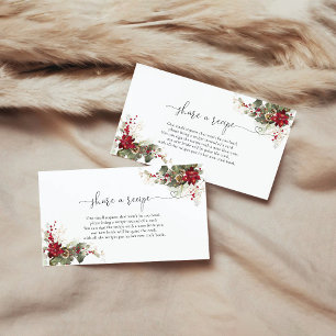 Christmas Red Poinsettia Recipe Request Enclosure Card