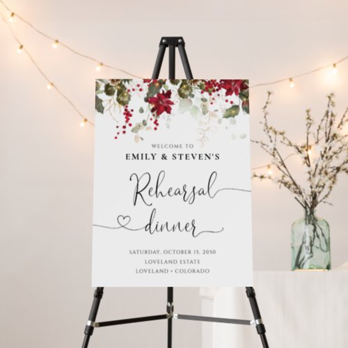 Christmas Red Poinsettia Rehearsal Dinner Foam Board