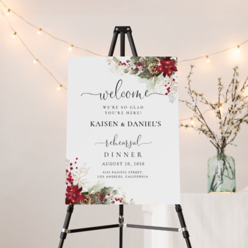 Christmas Red Poinsettia Rehearsal Dinner Foam Board