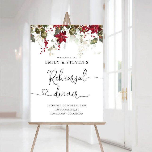 Christmas Red Poinsettia Rehearsal Dinner Foam Board (Creator Uploaded)