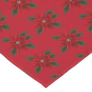 Christmas Red Poinsettia Sml Table Runner
