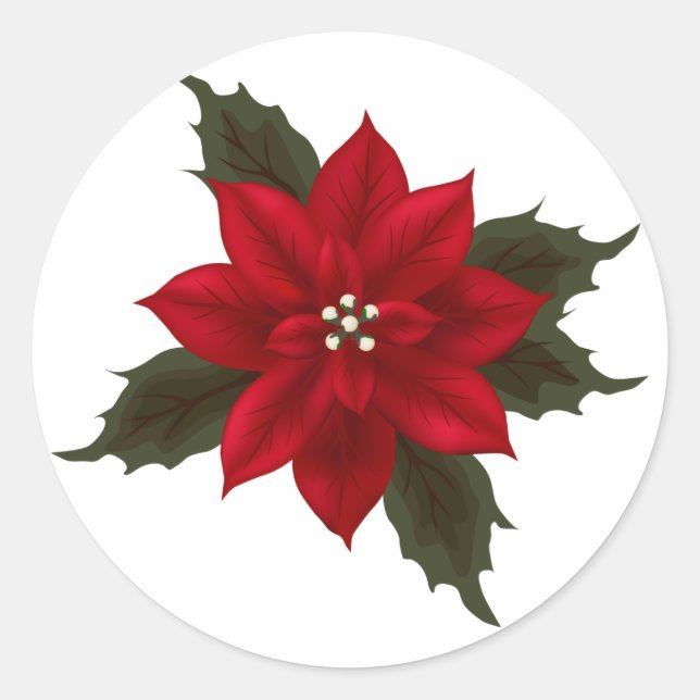 Christmas Red Poinsettia Sticker (Front)