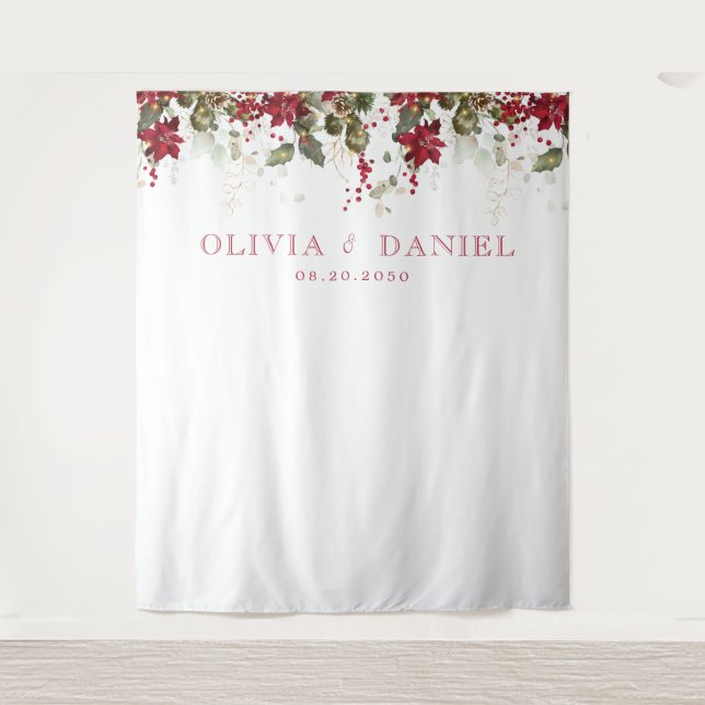 Christmas Red Poinsettia  Wedding Backdrops (Front)
