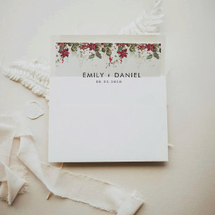 Christmas Red Poinsettia Wedding Ceremony Envelope Liner