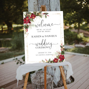 Christmas Red Poinsettia Wedding Ceremony  Foam Bo Board