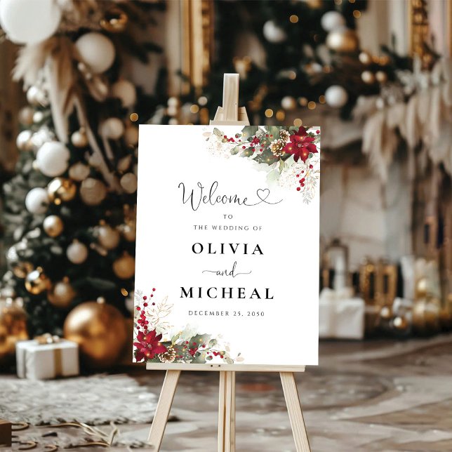 Christmas Red Poinsettia Wedding Ceremony Foam Board (Creator Uploaded)