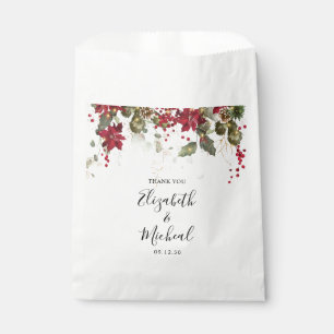 Christmas Red Poinsettia Wedding Favor Bags