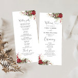 Christmas Red Poinsettia Wedding Program<br><div class="desc">Christmas Red Poinsettia Wedding Program. This stylish & elegant wedding shower features gorgeous hand-painted watercolor Christmas Red Poinsettia. Find matching items in the Christmas Red Poinsettia Collection.</div>