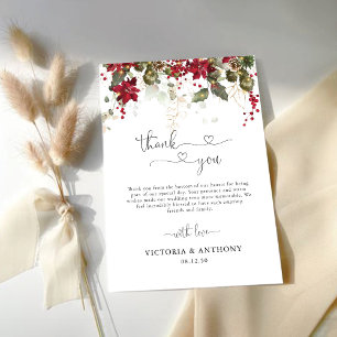 Christmas Red Poinsettia Wedding Thank You Cards