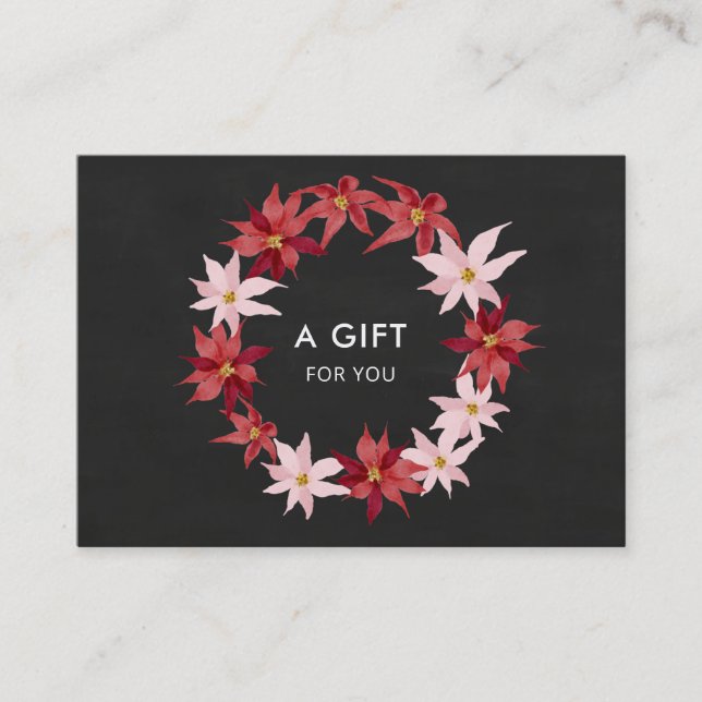 Christmas Red Poinsettia Wreath Gift Certificate (Front)